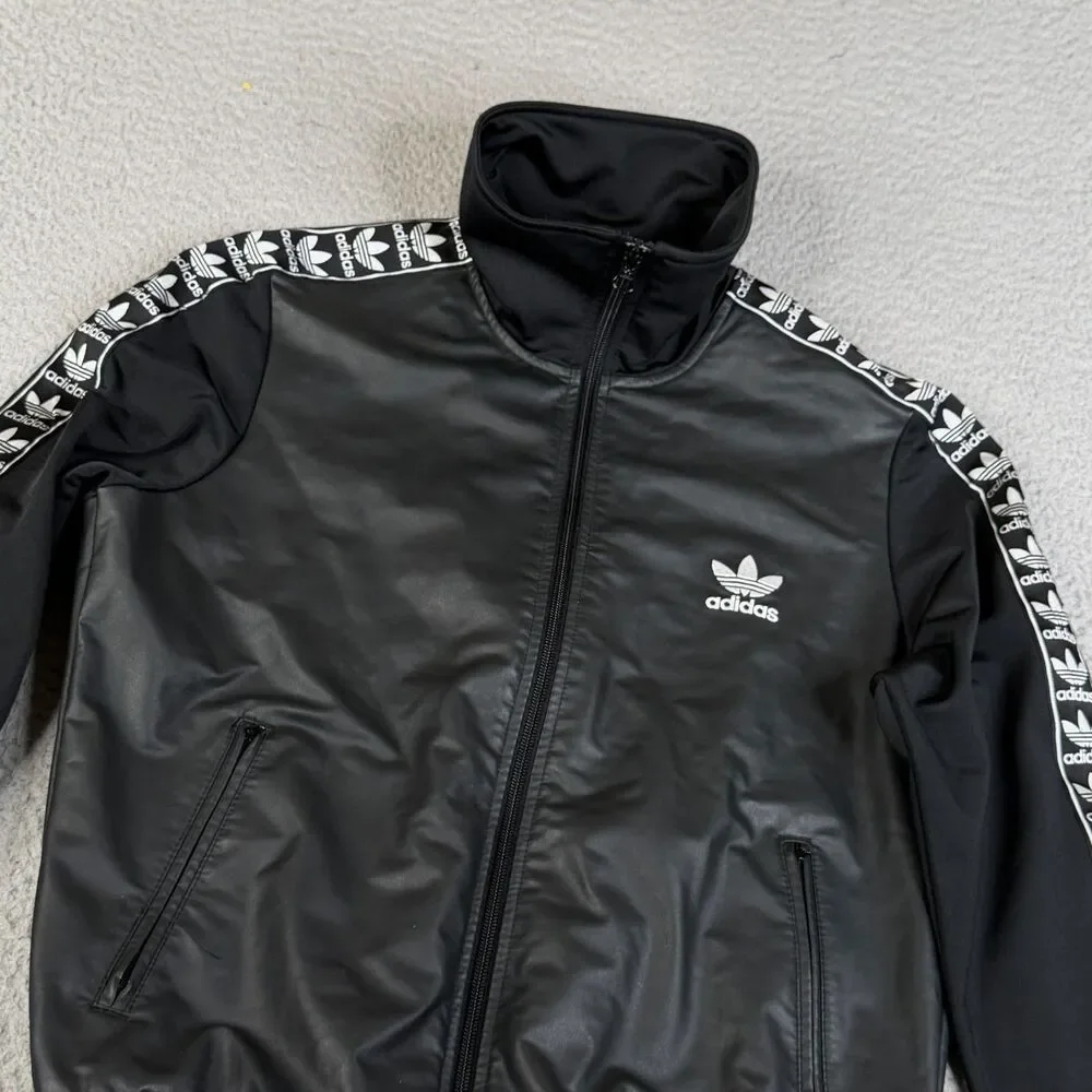 ADIDAS Trefoil Track Jacket Mens M Full Zip Black Performance Retro Streetwear